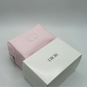 Dior Beauty Light Pink Makeup Bag Pouch Dior Logo Travel case, New